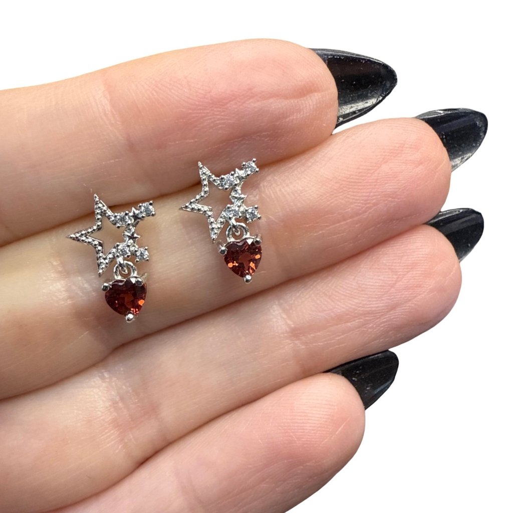 Garnet 925 Silver Star Dingle Gemstone Jewelry Fashion Accessories Women's New
